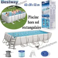 Piscine Hors Sol Rectangulaire 412 x 201 x122 cm +Pompe Cartouche De Filtration Et Échelle  Bestway