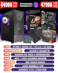 Configuration AMD Ryzen 3 3200G RAM 8/16GB SSD 256Gb