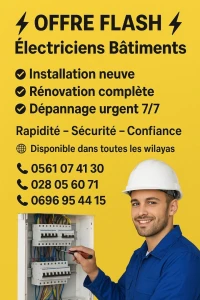 Électriciens bâtiments pour domicile  et entreprises Alger 