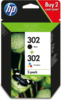 HP 302 noir et couleur - LOT de 2 cartouches d'encre de marque HP X4D37AE