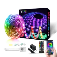 Ltteny Bande lumineuse LED 2 X 5 metres 10 m 300 LED IP65 5050 bandes lumineuses RVB Peut Être Contrôlé Avec L'application De Téléphone Ou sans, suit le rytme de music يمكن التحكم بها عن طريق تطبيق الهاتف