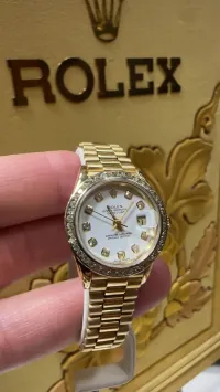 Rolex original date just or et diamants 