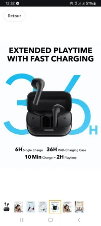 Écouteurs Bluetooth Anker K20i Semi-internes, 36h d'autonomie, Charge Rapide, avec 2 micros ENC