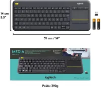  Clavier Sans Fil Logitech K400 Plus Touch TV Avec Contrôle Média et Pavé Tactile, AZERTY 