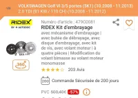 embrayage. golf 5