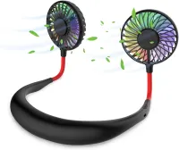 Ventilateur de cou portable mains libres - USB - 3 niveaux de débit d'air, 7 lumières LED .