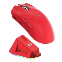 ATTACK SHARK X11 WIRELESS GAMING MOUSE  WITH  CHARGING DOCK - RED 