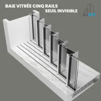 BAIE VITRÉE COULISSANTE CINQ RAILS 