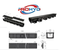 CANIVEAU EN FONT IMPORTATION 1mX15cm
