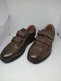 WALKING CONFORT Sneakers ( Baskets, tennis ) en cuir à scratchs marron  homme 42