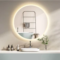 Miroir de Salle de Bain LED Rond 60 cm avec Interrupteur Tactile et Mémoire