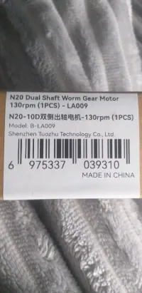 N20 Dual shaft Worm Gear Motor 130rpm