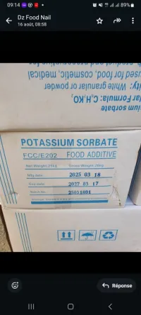 Sorbate de potassium E202