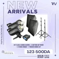 Kit flash studio2x Godox SK400II 2x softbox Godox 2x pieds de lumière 1x déclencheur Godox X2T 