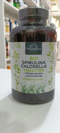 Unimedica Spiruline Bio et Chlorelle Bio 500 comprimés 