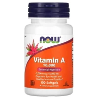 NOW Foods, Vitamine A 10 000 UI 3000 mcg 100 capsules à enveloppe molle