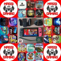 NINTENDO SWITCH FLASHÉE + MINI DOCK TV + CHARGEUR D'ORIGINE + SUPPORT JOYCONS + 24 JEUX INSTALLÉS -