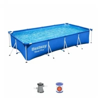 Piscine hors sol rectangle Steel Pro 400 x 211 x 81 cm bleu clair 56424 BESTWAY