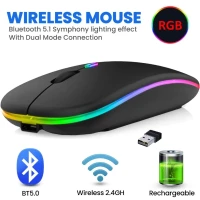 Souris sans fil rechargeable Bluetooth 5.1 + 2.4G ultra-mince silencieuse
