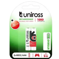Uniross 2 Piles Rechargeables HR03/AAA 1000mAh (Pack of 2)