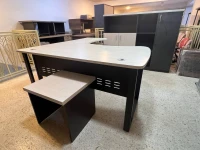 Ensemble de bureau ovale 1.60M pieds métallique (avec caisson retour + bahut + table basse)