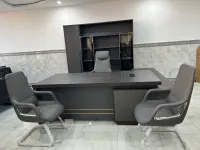 Ensemble de bureau LUXE importation 2.40M avec retour et armoire 5 portes+ table basse grande