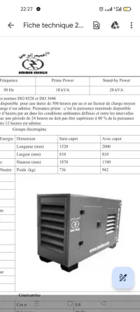 Groupe électrogène diesel 20kva