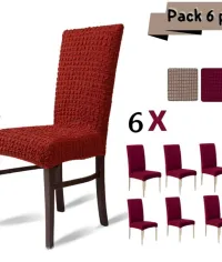 Pack 6 Pcs Housse De Chaise Élastique Extensible Spandex Lavable pour  Salle à manger