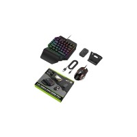 Combinaison clavier et souris de jeu à demi-main, pack combo de jeux mobiles 4 en 1, manette de manette mobile, clavier de jeu à une main, convertisseur de souris, support de téléphone réglable thumbnail 2