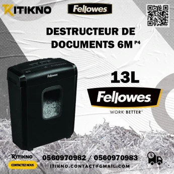 DESTRUCTEUR DE DOCUMENTS FELLOWES 6M 13L
