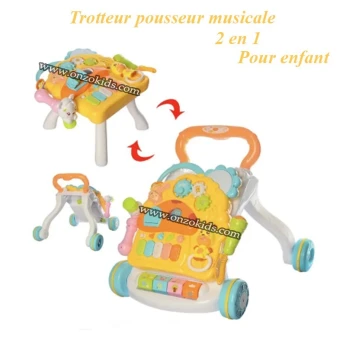 Trotteur pousseur musicale 2 en 1 pour enfant