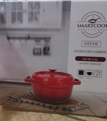 COCOTTE RONDE EN FONTE SMARTCOOK 28CM 6.8 litres Promotion - Disponible en rouge