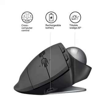 Logitech MX Ergo souris Droitier RF sans fil + Bluetooth Trackball 440 DPI