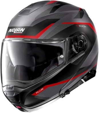 CASQUE NOLAN N100-5 PLUS OVERLAND N-COM 032 GRIS MAT-ROUGE. "Original"