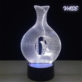 مصباح إضاءة ليلي مكتبي ثلاثي الأبعاد 7 أضواء متغيرة الألوان من الأكريليك Lampe Veilleuse 3D