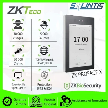 Terminal de contrôle d'accès et de pointage AVANCEE de large capacités ZKTeco ProFace X