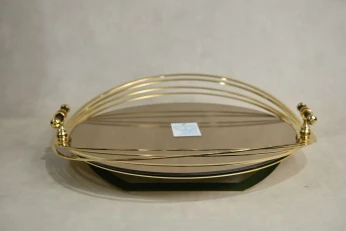 Plateau Rond Dore 38Cm -