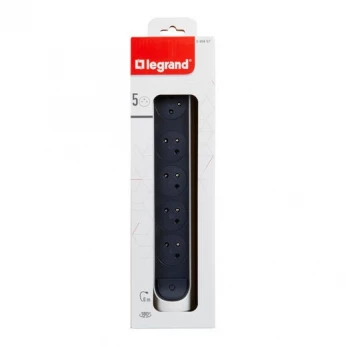 Rallonge multiprise rotative avec 5 prises de courant Surface et interrupteur à câbler noir