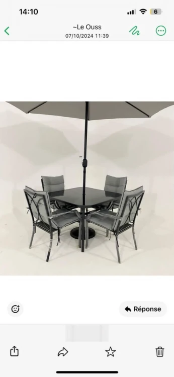 Table de jardin luxueuse avec parasol