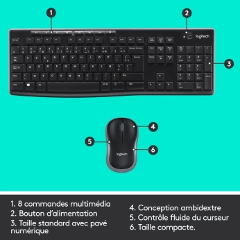 COMBO CLAVIER SOURIS LOGITECH MK270 SANS FIL