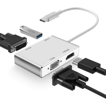 Adaptateur 4 en 1 USB Type-C vers HDMI / DVI / VGA / USB 3.0