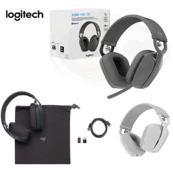 Casque ( ecouteurs / headset ) Logitech Zone Vibe 100 Bluetooth sans Fil/Filaire USB/Blanc