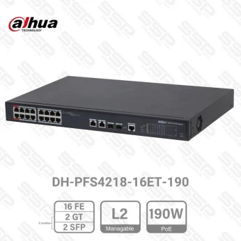 Switch 16 Port Fast Ethernet PoE 190W, 2 x Gigabit Combo (RJ45/SFP), mangeable, rackable