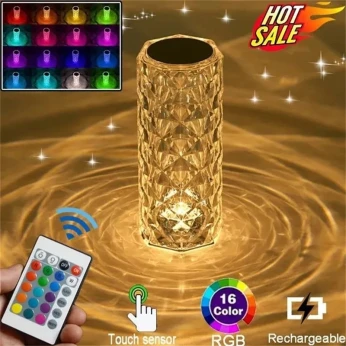Rose diamond table lamp usb charging