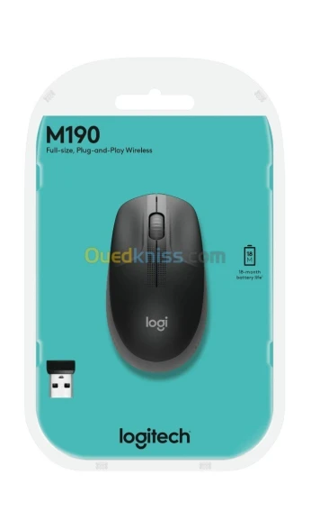 SOURIS LOGITECH M190 NOIR / BLEU / GRIS original