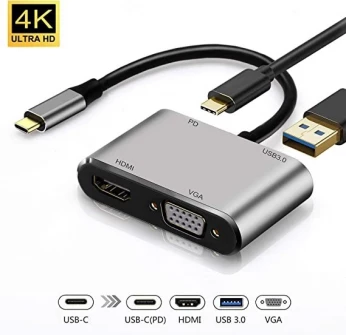 ADAPTATEUR TYPE C TO VGA & HDMI 4K