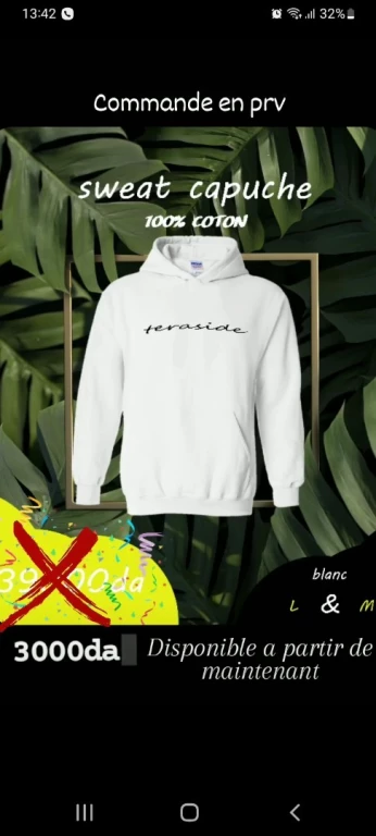 Sweat-teraside 100%coton