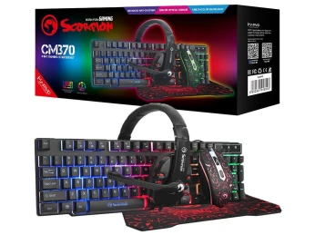 Clavier+Souris+Casque+Tapis-Souris MARVO SCORPION CM370 P 4IN1