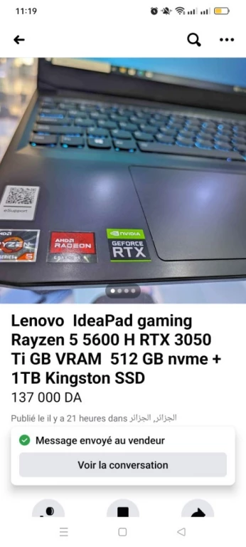 Lenovo Ideapad Venue Caba L'état 10/10 Ryzen5 5600h RTX 3050 Ti écran 165 Hz clavier RGB