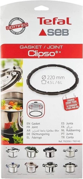 SEB Joint 4,5L/6L Inox ø 220 mm Autocuiseurs Clipso, Clipso Control, Easy, Modulo 792350-793145